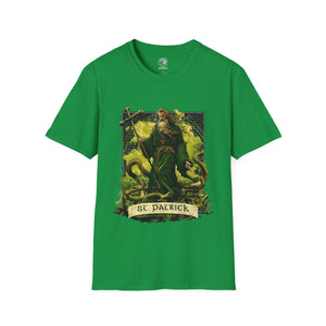 anime style st patrick fighting snakes, green