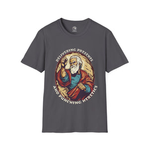 Delivering Presents and Punching Heretics, Saint Nicholas, Funny Christmas T-Shirt