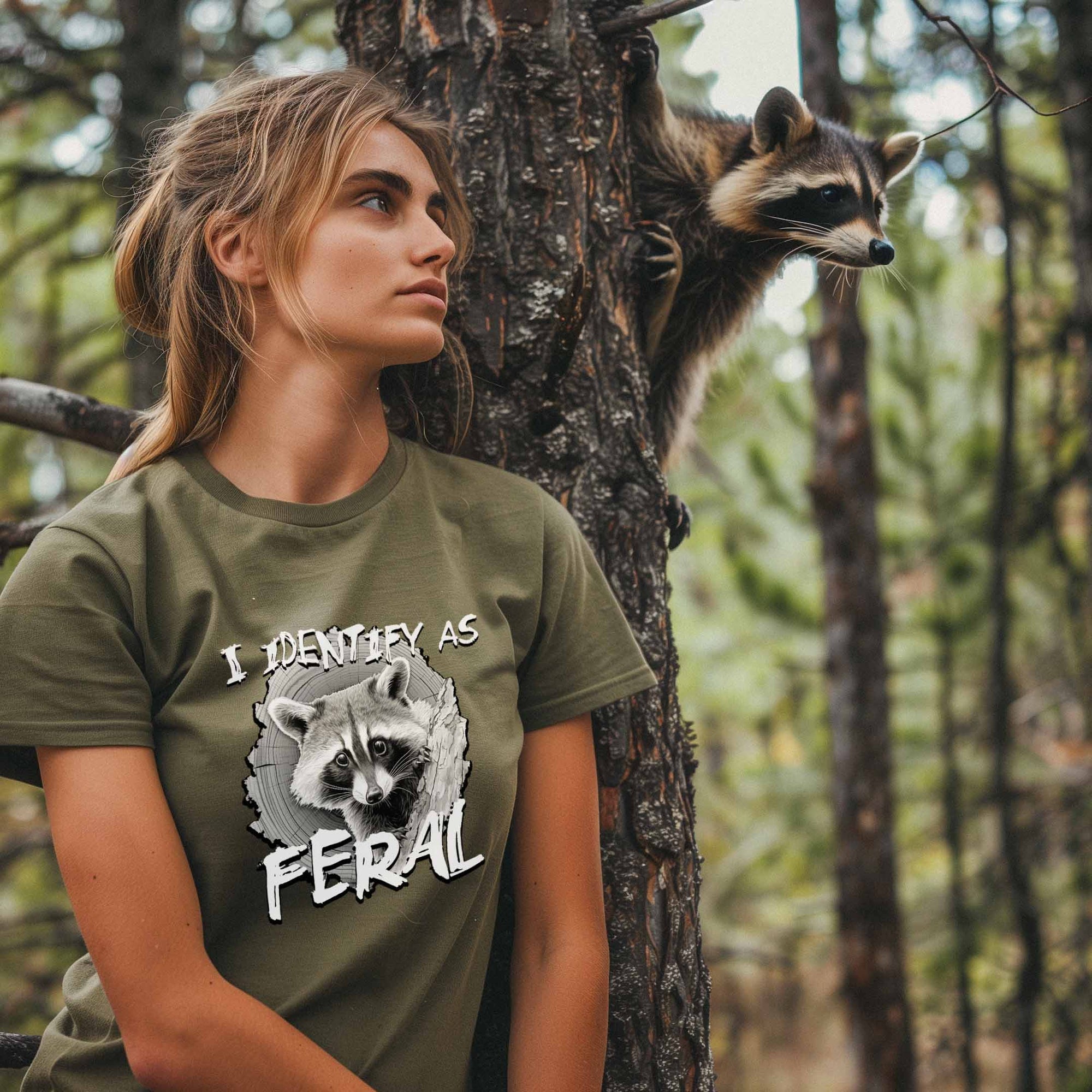"I Identify as Feral" Raccoon T-Shirt