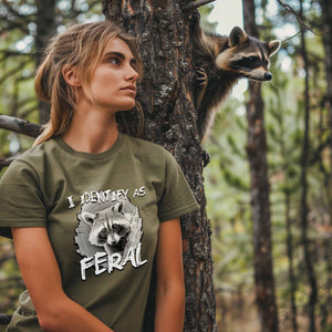 "I Identify as Feral" Raccoon T-Shirt