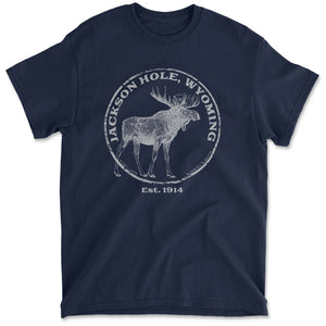 Jackson Hole Moose T-Shirt Navy Gildan 5000 T-shirt