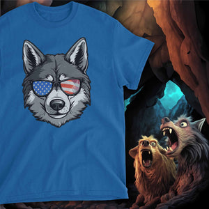 American Wolf T-Shirt - Blue