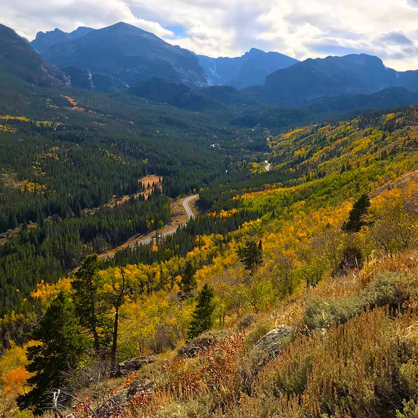 View of a valley in Rocky Mountain National Park