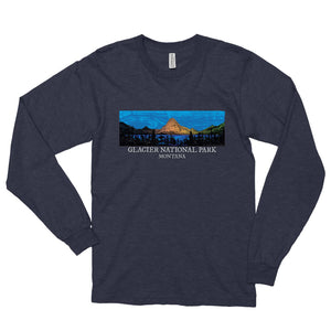 Glacier National Park Long Sleeve T-Shirt Long-sleeve Printify Heather Navy S 