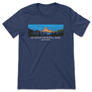 Glacier National Park T-Shirt T-Shirt Printify Heather Navy S 