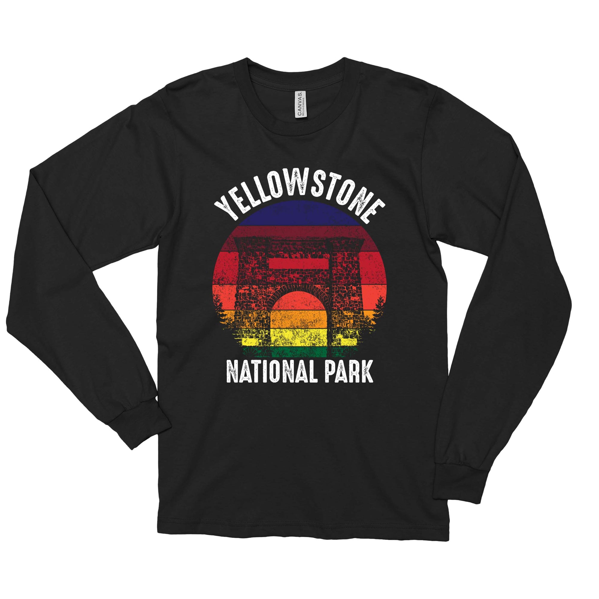 Yellowstone Roosevelt Arch, Long Sleeve Long-sleeve Printify Black S 