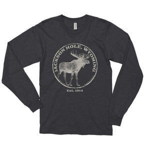 Jackson Hole Moose Long-sleeve Printify Dark Grey Heather XS 