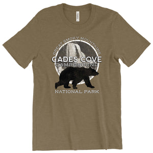 Cades Cove Campground Bear T-Shirt Printify Heather Olive S 