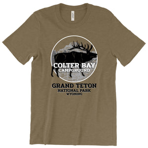Colter Bay Campground Elk T-Shirt Printify Heather Olive S 