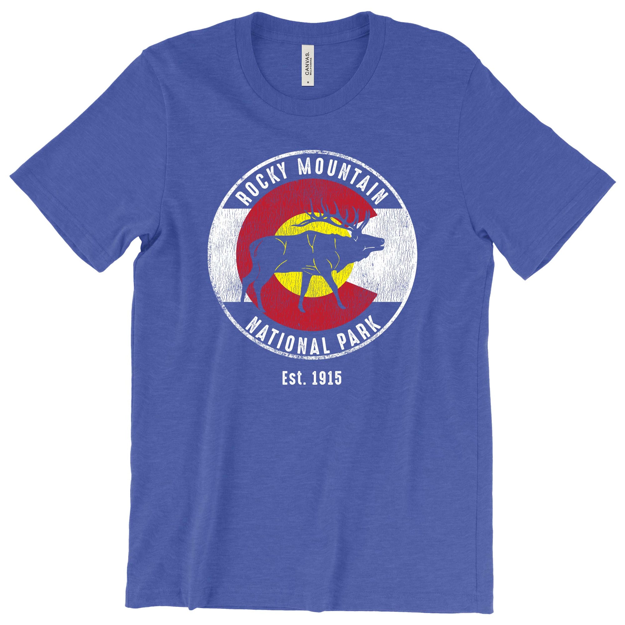 Rocky Mountain National Park, feat. Colorado Flag with Elk T-Shirt Printify 